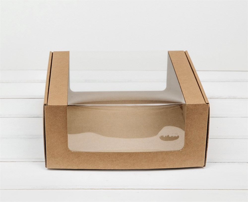 Коробка универсальная с окном 1000мл бумага крафт (20 шт)