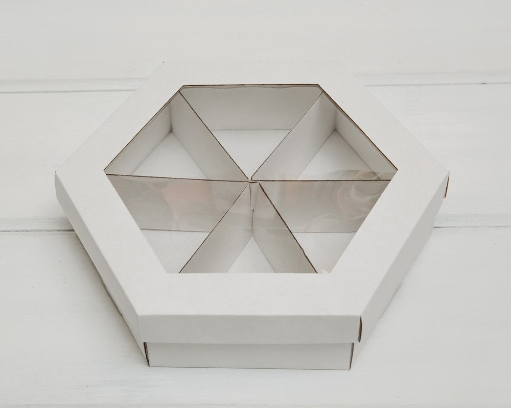 Коробка шестиугольник набор из 3шт. 25.5x22.2x26 белая