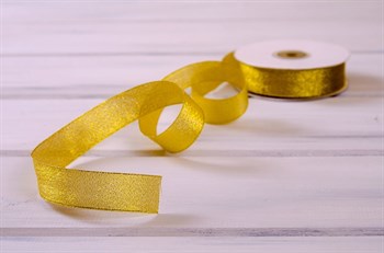 Лента металлизированная, 24 мм, золотая, 22 м - фото 10407