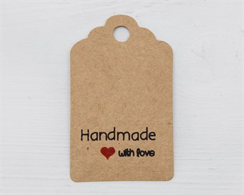 Бирка из мелованного картона, «Handmade with love», 3х5 см, крафт - фото 10651