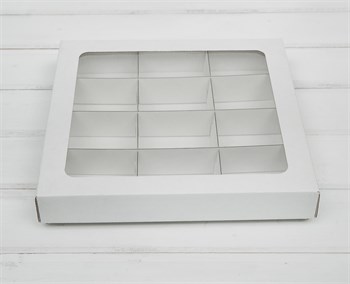 Коробка с окошком, 25х25х4 см, крышка-дно, белая - фото 10932