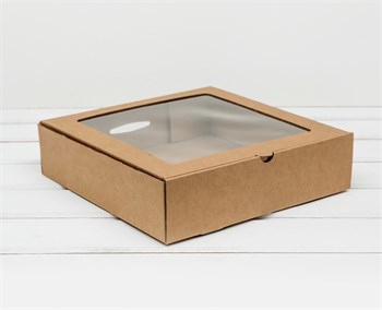 Коробка с окошком, 25х25х6,5 см, крафт - фото 10958