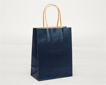 УЦЕНКА Пакет подарочный, 19х15х7,5 см, с кручеными ручками, синий - фото 11100