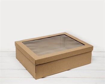 УЦЕНКА Коробка с окошком 40х30х12 см, крышка-дно, крафт - фото 11104