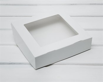 УЦЕНКА Коробка для выпечки и пирожных, 19,5х19,5х4,8 см, с прозрачным окошком, белая - фото 11432