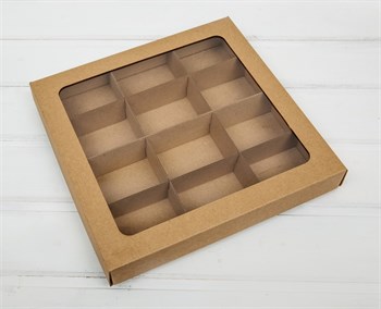 УЦЕНКА Коробка с окошком 25х25х4 см, крышка-дно, крафт - фото 11511