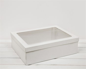 УЦЕНКА Коробка с окошком 40х30х12, крышка-дно, белая - фото 11519