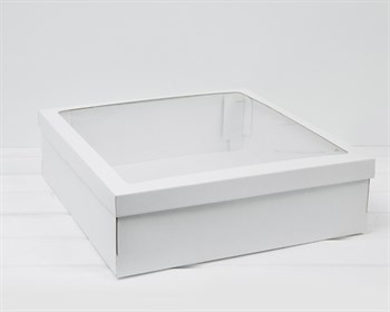 Коробка для венка самосборная, с прозрачным окошком, 40х40х12 см, белая - фото 11656