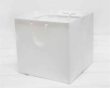 УЦЕНКА Крафт пакет бумажный, 29х29х27,5 см, с широким дном и ручками, белый - фото 11712