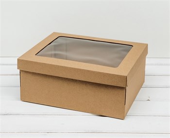 УЦЕНКА Коробка с окошком 29х24х12 см, крышка-дно, крафт - фото 11783