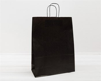 УЦЕНКА Крафт пакет бумажный, 45х35х15 см, с кручеными ручками, черный - фото 11794