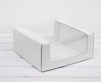 УЦЕНКА Коробка из плотного картона, 24х24х11 см, с круговым окном, белая - фото 11842