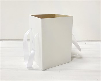 Коробка подарочная для цветов, 17,5х17,5х25 см, БЕЗ КРЫШКИ, белая - фото 12071