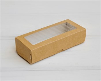 Коробка для выпечки и пирожных, 17х7х4 см, с прозрачным окошком, крафт - фото 12178