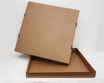 Коробка из плотного картона, 69х69х6 см, крышка-дно, крафт - фото 12396