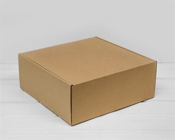 Коробка для посылок, 30х30х12 см, из плотного картона, крафт - фото 12758