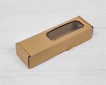 Коробка с окошком, 21х6х4 см, крафт - фото 12840