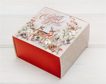 Подарочная коробка «Новогодняя акварель», 14х14х8 см, пенал - фото 13008