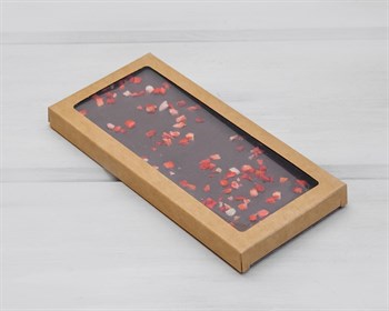 Коробка для плитки шоколада, 17х8х1,4 см, с прозрачным окошком, крафт - фото 13133