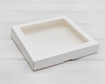 Коробка для выпечки и пирожных, 26х26х4 см, с прозрачным окошком, белая - фото 13194