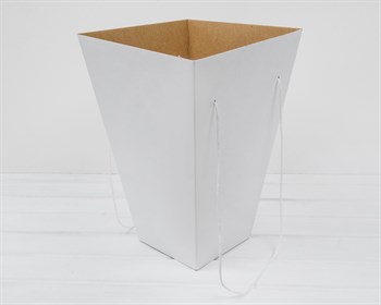 Коробка для цветов трапециевидная, низ 16 см, верх 30 см, высота 42 см, БЕЗ КРЫШКИ, белая - фото 13806