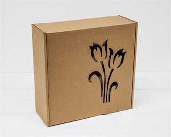 Коробка подарочная с окошком «Тюльпаны», 25х25х10 см, крафт - фото 13864