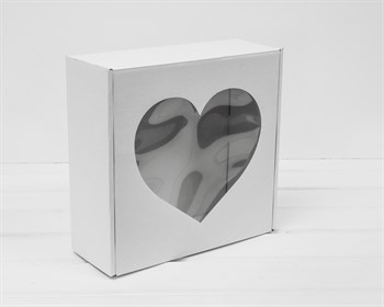 Коробка подарочная с окошком «Сердце», 25х25х10 см, белая - фото 13889