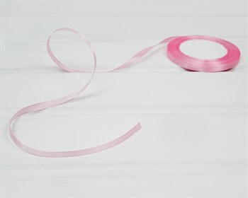 Лента атласная, 6 мм, розовая, 1 м - фото 14165