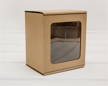 УЦЕНКА Коробка с окошком, 15х14х10 см, из плотного картона, крафт - фото 14563