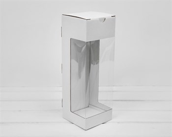 Коробка для бутылки, с круговым окном, 11х11х32 см, белая - фото 14600