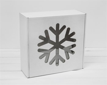Подарочная новогодняя коробка с окошком «Снежинка», 25х25х10 см, белая - фото 14664