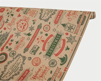 Бумага упаковочная, 60гр/м2, «Christmas», 70см х 9м, 1 рулон - фото 14680