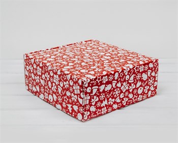 Подарочная плотная коробка «Новогодний узор», 25х25х10 см - фото 14873