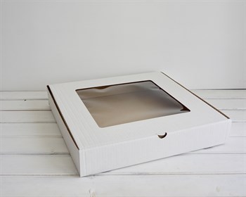 Коробка с окошком, 41х41х7 см, белая - фото 15137