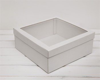 Коробка для венка с прозрачным окошком, 30х30х12 см, белая - фото 6577