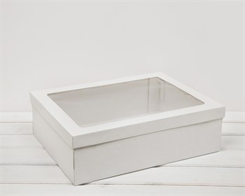 Коробка с окошком, 40х30х12 см, крышка-дно, белая - фото 6609