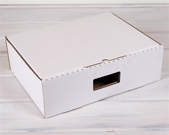 Коробка картонная с ручкой (эконом) 38х29х12 см, белая - фото 7646