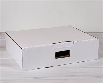 УЦЕНКА Коробка картонная с ручкой 45х35х12 см, белая - фото 8569