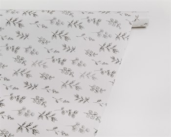 Бумага упаковочная, 70х100 см, «Черно-белые листья», 1 лист - фото 9260