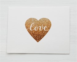Открытка «Love», золотое сердечко, 8х6 см, 1 шт.
