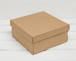 Коробка из плотного картона, 20х20х9 см, крышка-дно, крафт
