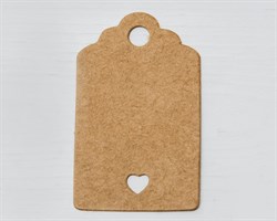Бирка из мелованного картона, 3х5 см, с сердечком, крафт