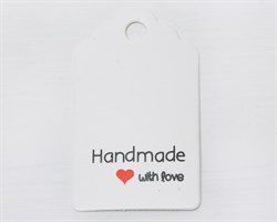 Бирка из мелованного картона, «Handmade with love», 3х5 см, белая