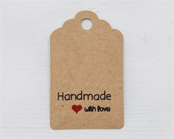 Бирка из мелованного картона, «Handmade with love», 3х5 см, крафт