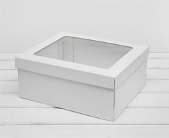 Коробка с окошком 29х24х12 см, крышка-дно, белая