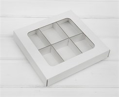 Коробка с окошком 17х17х3,5 см, крышка-дно, белая
