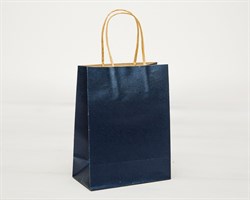 УЦЕНКА Пакет подарочный, 19х15х7,5 см, с кручеными ручками, синий