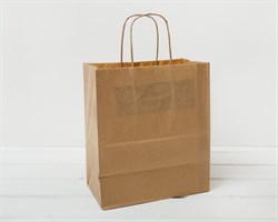 УЦЕНКА Крафт пакет бумажный, 25х22х12 см, с кручеными ручками, коричневый