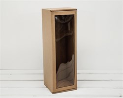 УЦЕНКА Коробка с окошком, 36х12х12 см, из плотного картона, крафт