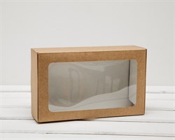 УЦЕНКА Коробка для выпечки, 23х14х6,5 см, с прозрачным окошком, крафт
